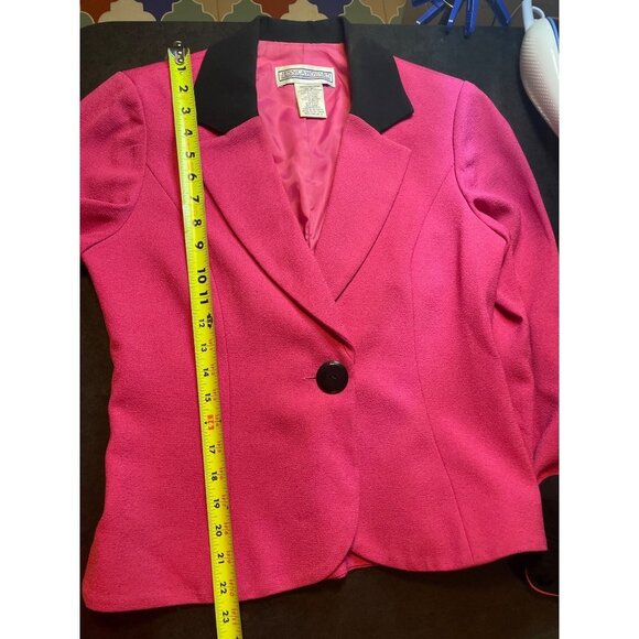 Jessica Howard Barbie Pink Single Button Black Cuff Blazer Sz 8 - Picture 8 of 8